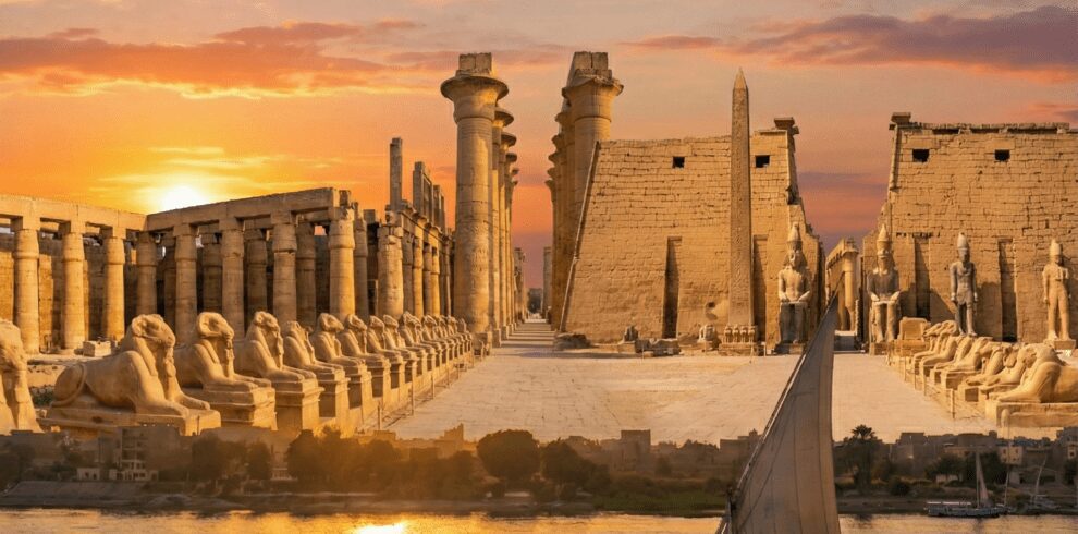 Ancient Splendor of Luxor Temples Along the Nile at Dusk