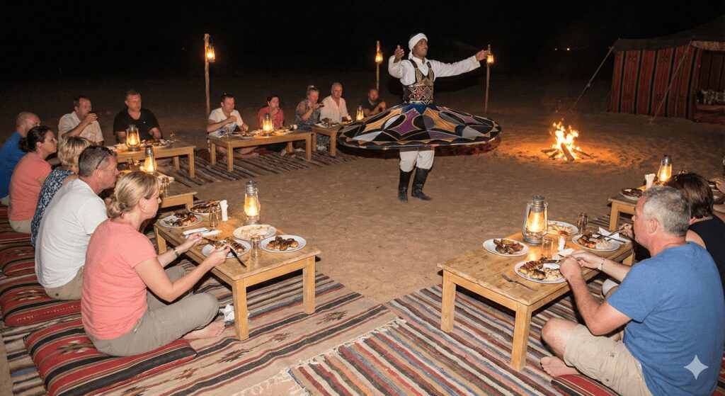 Traditional Bedouin BBQ dinner and Tanoura show in Hurghada safari