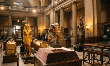 Golden artifacts at Egyptian Museum included in Cairo and Pyramids Tour