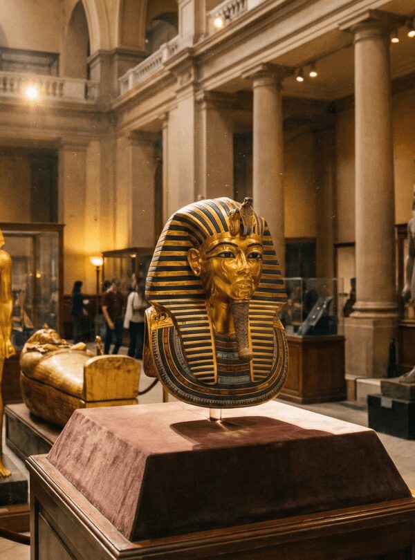 Golden artifacts at Egyptian Museum included in Cairo and Pyramids Tour
