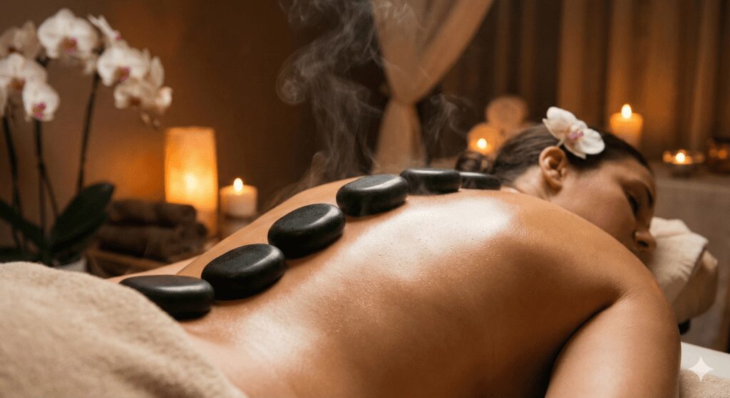 Relaxing Hot Stone Massage Experience in a luxury spa settin