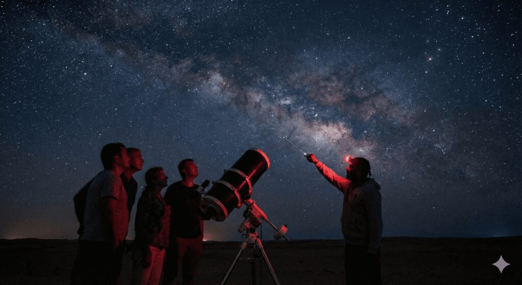 Stargazing experience with professional telescope in Hurghada desert night sky
